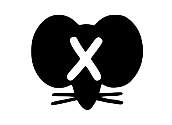Cute Cartoon Mouse with Mono X