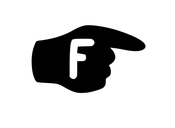 Pointing Hand with Playful Mono F
