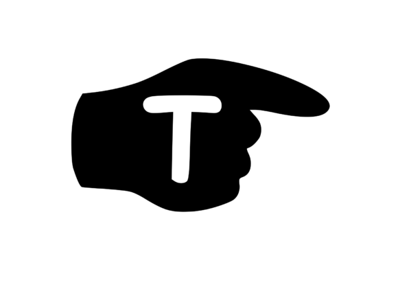 Pointing Hand with Playful Mono T