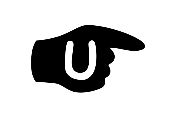 Pointing Hand with Playful Mono U