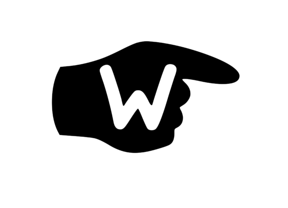 Pointing Hand with Playful Mono W