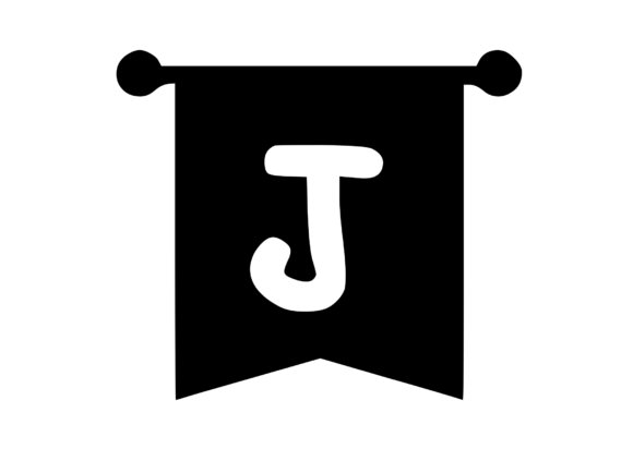 Royal Flag Banner with Playful Mono J