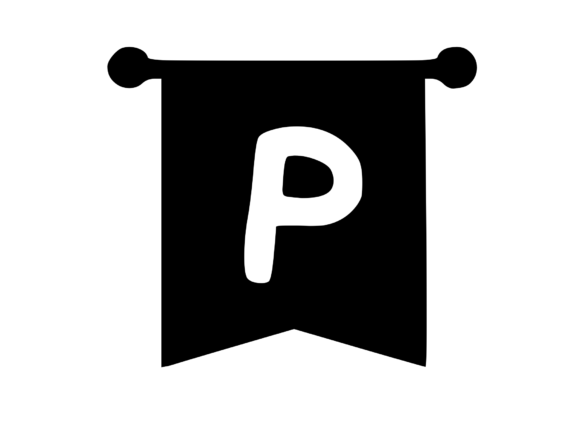 Royal Flag Banner with Playful Mono P